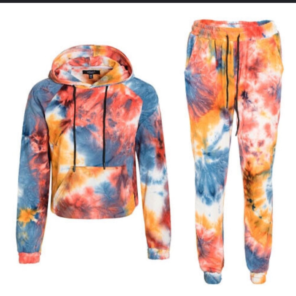 Sunset tye dye zip sweatshirt and shorts set